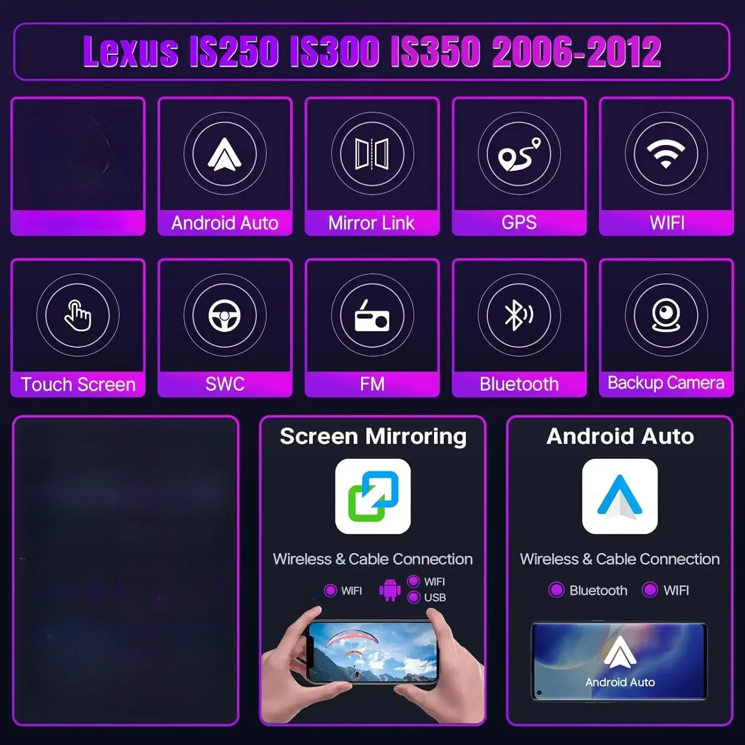 Carplay GPS Multimedia Stereo Wifi 10In 2din Touch Screen