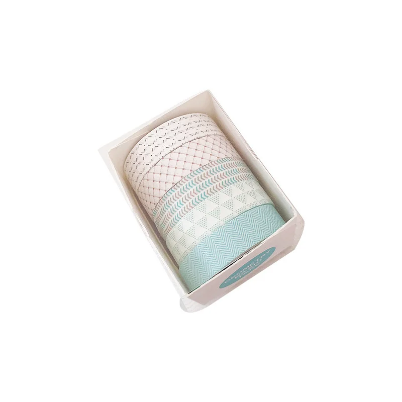 5pcs/Box Retro Geometry Washi Tape Set Diary DIY Decoration Student Stickers Korean Stationery Office Supplies Peach 5