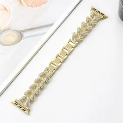 Elegant Diamond Metal Strap for Women - Classic Watch Bracelet (Gold)