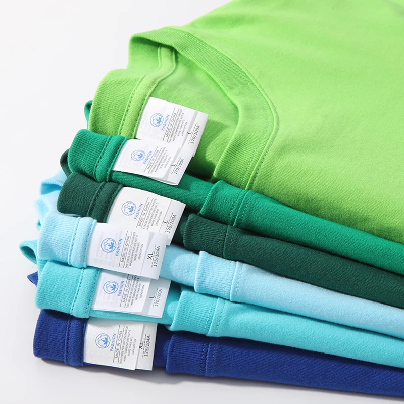 

200gsm Solid Color T Shirt for Men Women Summer Short Sleeve 100% Cotton Tops Loose Tee Shirts Breathable Casual Men Clothing