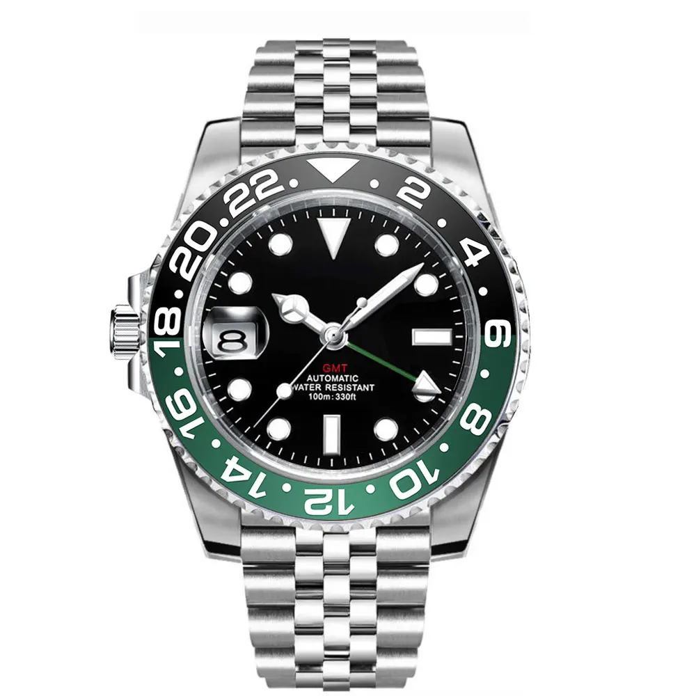 40Mm Gmt Sterile Luminoso Automatico Orologio Da Uomo Bracciale Jubilee Vetro Zaffiro 9 In Punto Orologio Corona