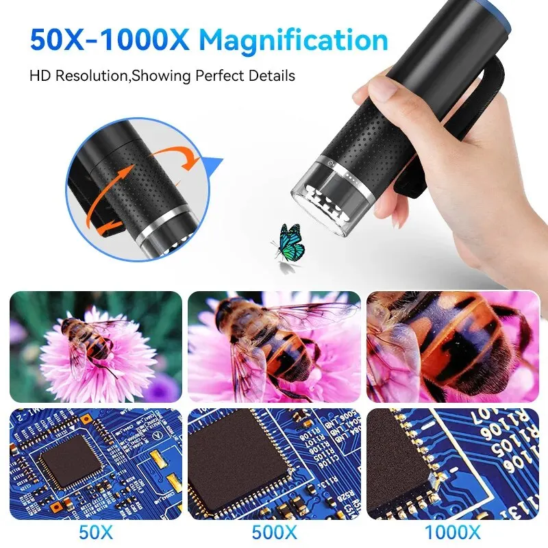 Digital Microscope WiFi Digital Microscope Zoom Camera Magnifier 50X-1000X 2MP USB Electronic Microscopes For Repair Skin Inspection Android IOS PC digital microscope
