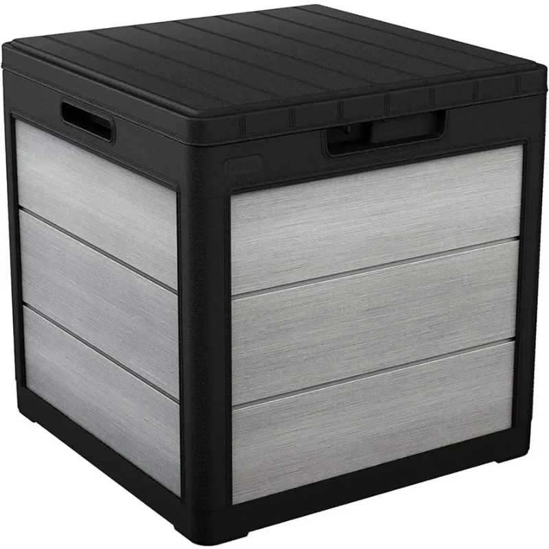 

30 Gallon Resin Deck Box for Patio Furniture Pool Accessories and Storage for Outdoor Toys Grey/Black Storage Box
