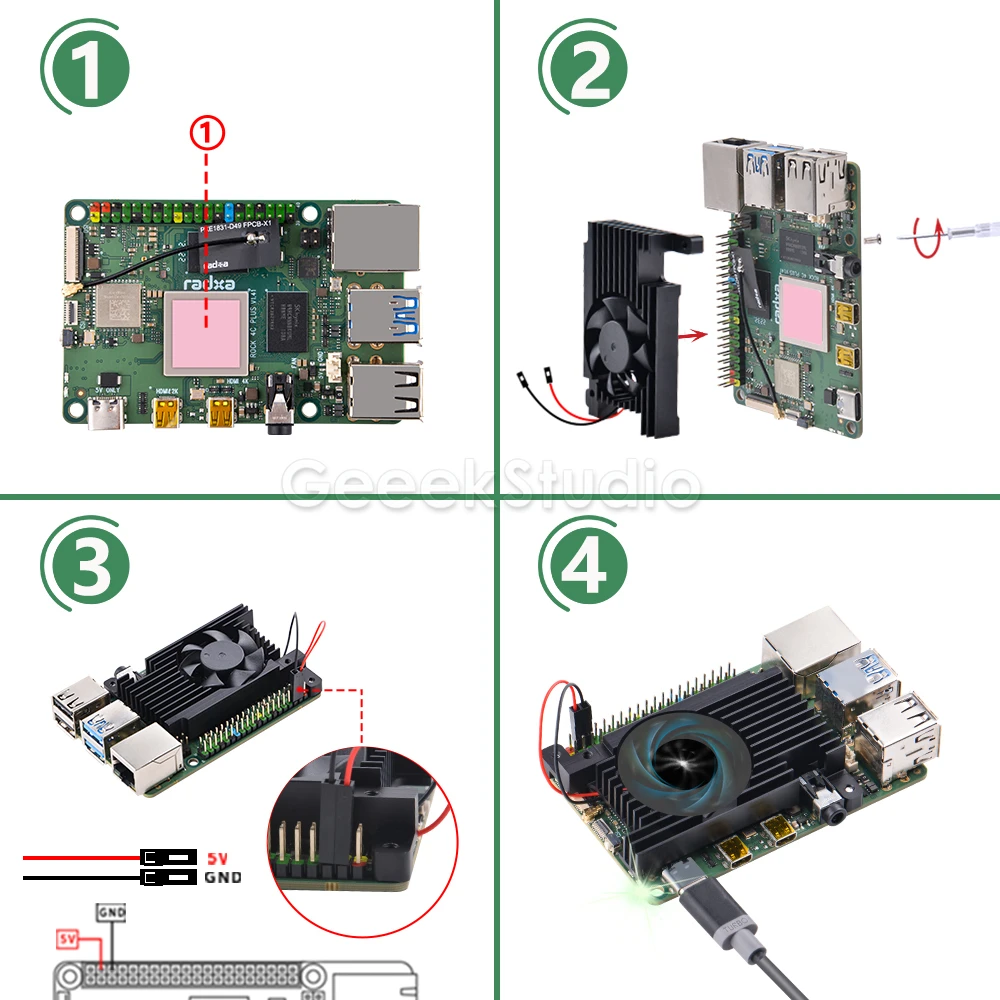 Rock-ventilador de Refrigeração para Dissipador Rock pi 4c Plus Modelo c Plus 3510 - Imagem 6
