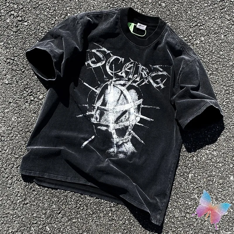 

Hiphop Street Saint Michael T-shirts Dark Knight Retro Heavyweight Worn Out Vintage Short Sleeves Cotton Men Women T Shirts