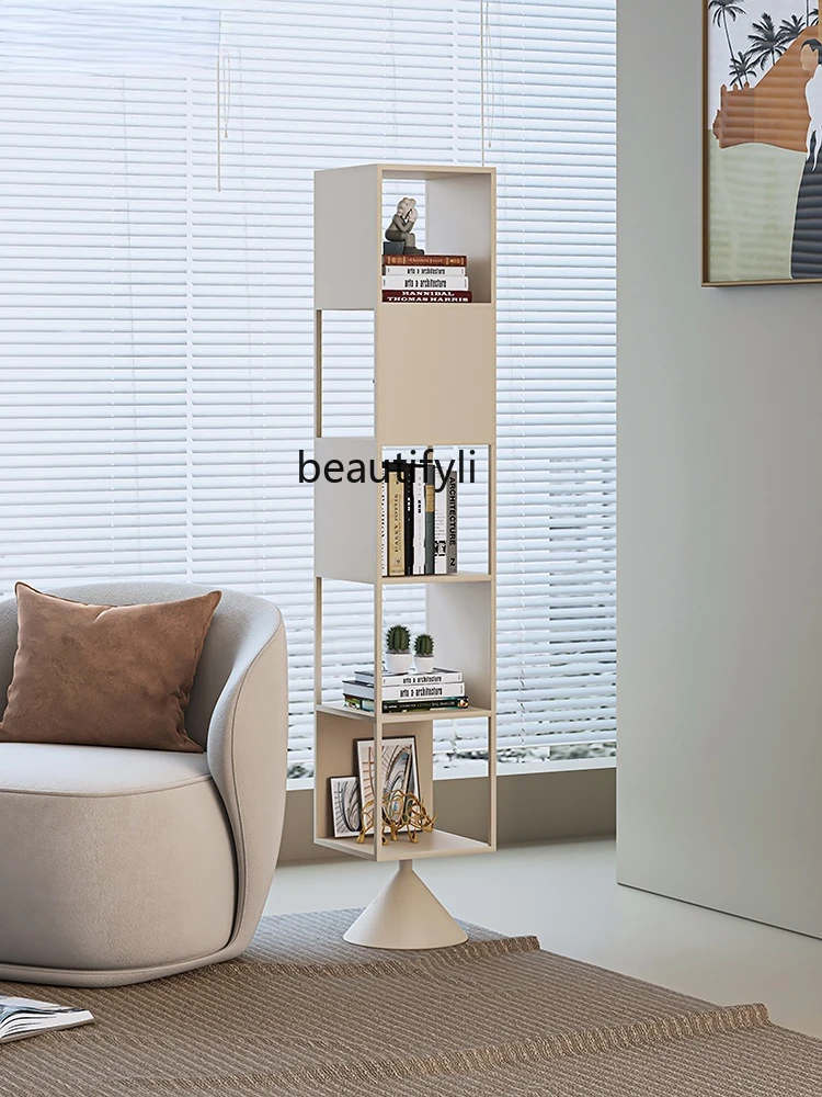 

zqBookshelf and Storage Shelf Floor-Standing Household Multi-Layer Storage Bedroom Living Room Simple Rotatable Bookcase