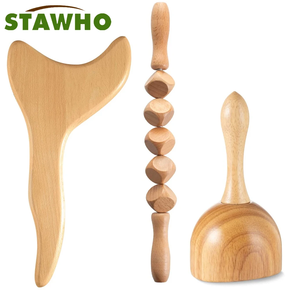 

Wood Therapy Massage Tools Wooden Gua Sha Kits Maderoterapia Kit Body Sculpting Tools Wood Massager Roller for Relax Muscles