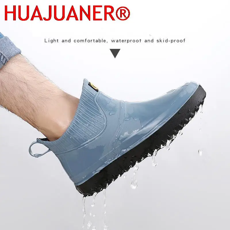 Men Womens Low Rain Boots Rubber Sole Galoshes Fishing Boots
