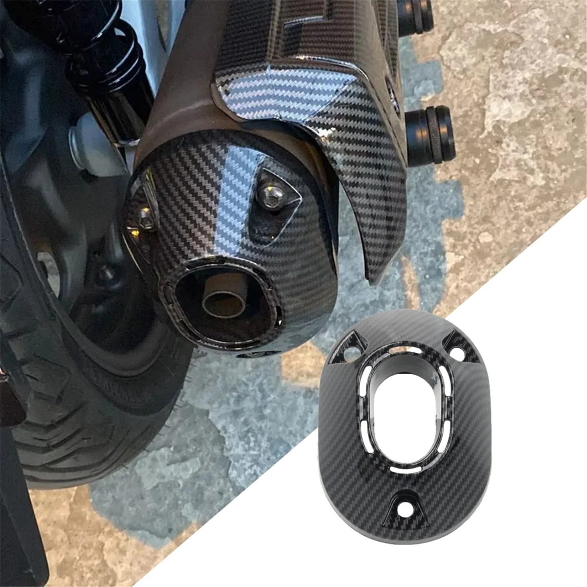 Motorcycle Exhaust Pipe Cover Protective Cover for Honda PCX 160-Rear Muffler Exhaust Tail Carbon Fiber