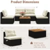 5 Piece Rattan Sofa Set, Patiojoy Outdoor Wicker Furniture Set with Seat & Back Cushions, Square Coffee Table, Garden Sofa Set 5