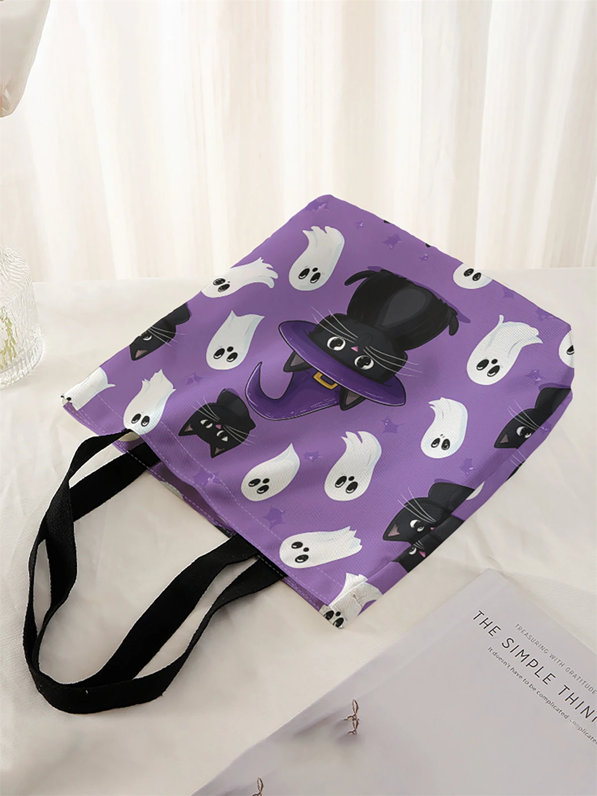 Halloween printed handbag, reusable fashionable handbag, multifunctional handbag, printed canvas shopping bag