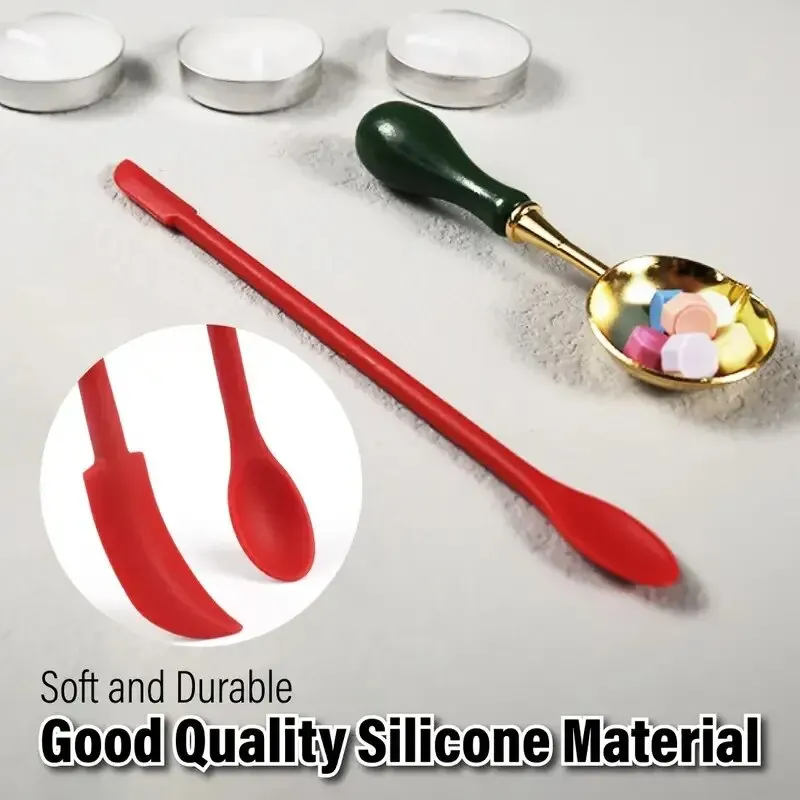Double-End Silicone Sealing Wax Spatula Tool Multifunctional Wax Seal Stir Sticks Heat-Resistant Silicone Scraper For Seal 1pc silicone sealing wax spatula