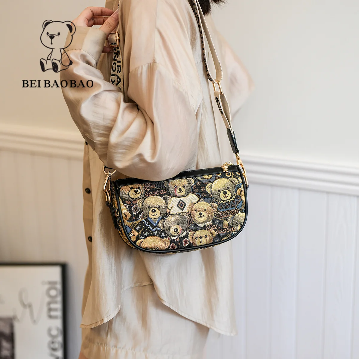 Beibaobao New Retro Fashion One Shoulder Crossbody Bag Casual Women's Bag Chest Women's Small Bolso de mujer