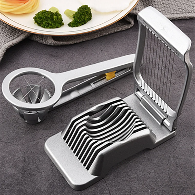 Egg Cutter Aluminum Alloy Manual Egg Cutter with Handle Multifunctional Portable Preserved Egg Splitter Slicers Kitchen Accessories