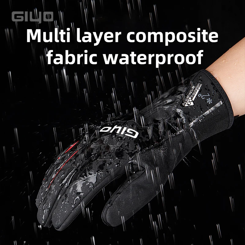 Giyo S-15 Winter Cycling Gloves Waterproof Thermal Touch Screen Gloves SBR Filling Shock Absorbing for Riding Skiing Climbing 4