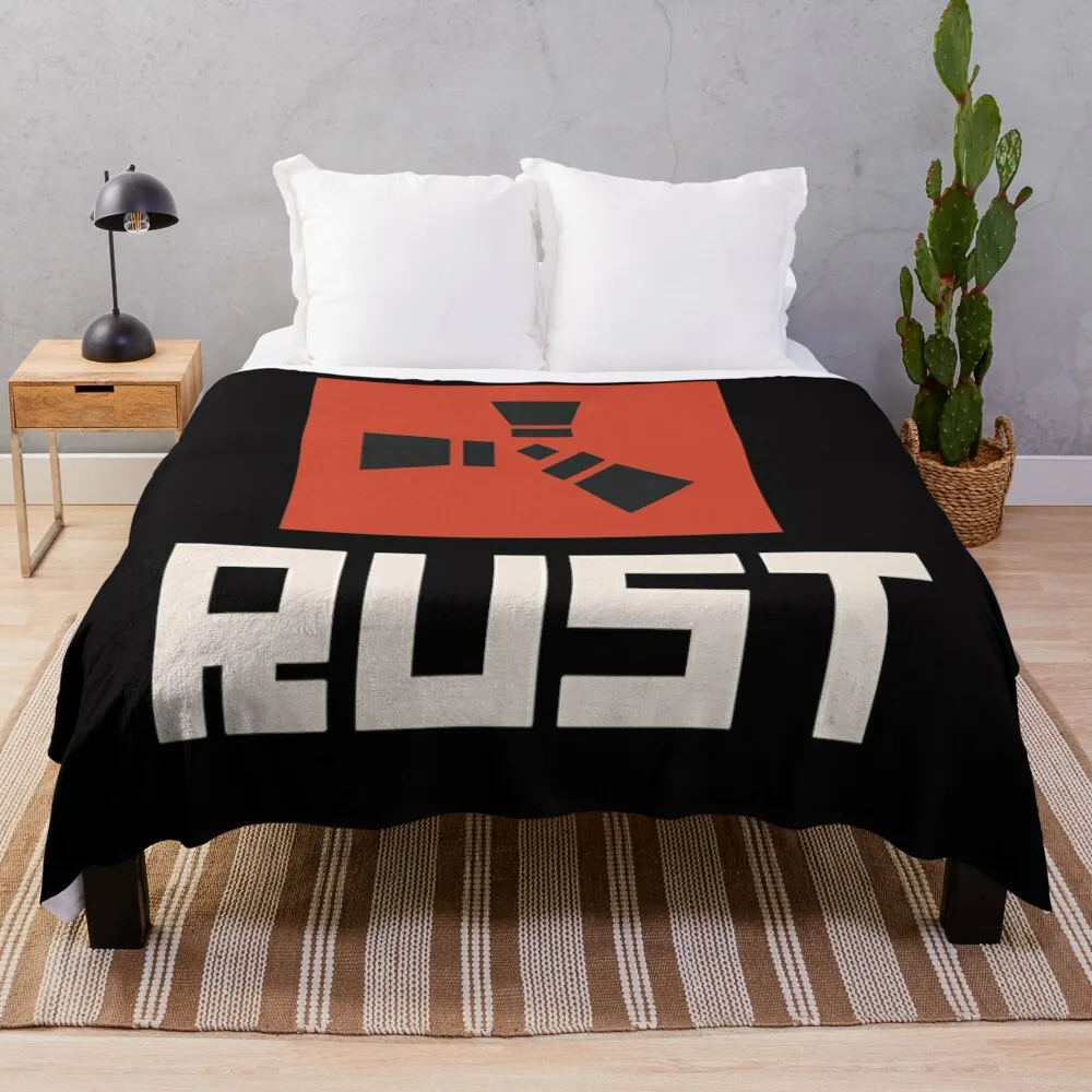 RUSTgameLogoThrowBlanketThermalBlanketsForTravelFurryBlankets