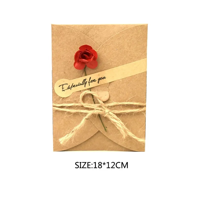 Kraft Paper Thanksgiving Greeting Card with Dried Flower and Envelope