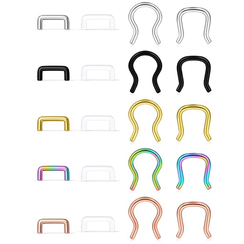 Clear Flexible Septum Retainer Plastic & Surgical Steel Nose Septum Ring Piercing Jewelry For Women Men Sean nose rings,piercing jewelry,nose studs,body piercing earrings,ear piercing jewelry,ear studs,metal jewelry,body piercing jewelry,body jewelry