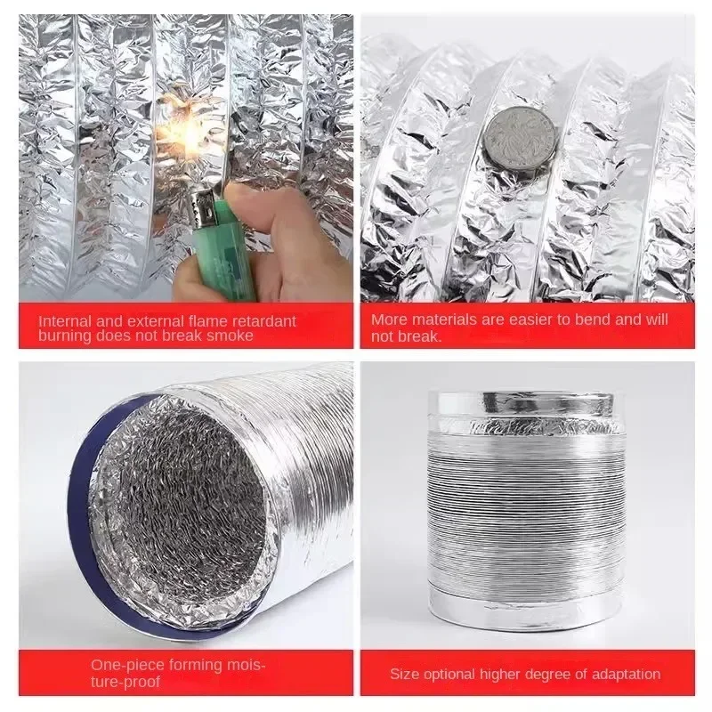 75/100/125/150mm Encrypted Aluminum Foil Ventilation Pipe Scalable Smoke Tube Kitchen Outlet Bathroom Exhaust Fan Hose aluminum foil ventilation pipe ventilation hose