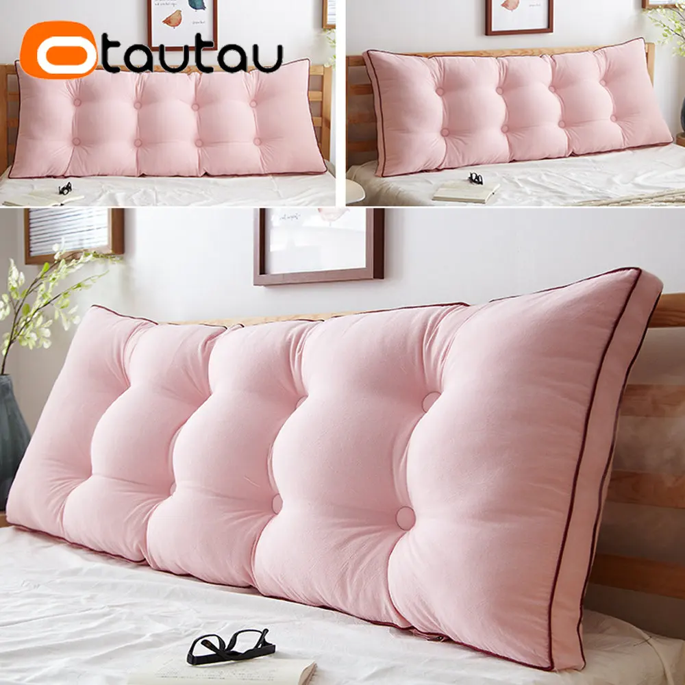 OTAUTAU 100% 순수 코튼 침대 쿠션(필링 헤드보드 시트 백 쿠션 등받이 롱 바디 베개 홈 장식 세탁 가능)