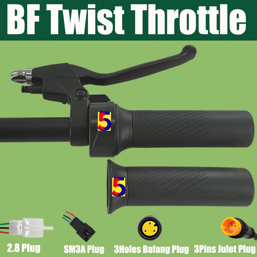 12V-84V Ebike Twist Throttle 22.2mm Handbar Bafang BBS01/BBS02/BBSHD Central Motor Throttle/Julet WP Plug/SM Plug Right Handle