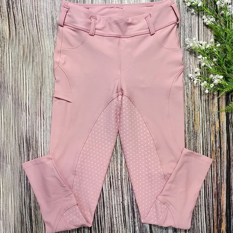MXLLINA Pink Riding Pants for Girls Full Seat Silicone Horse Equestrian Breeches Kids Anti-Pilling Horseback Riding Leggings 5