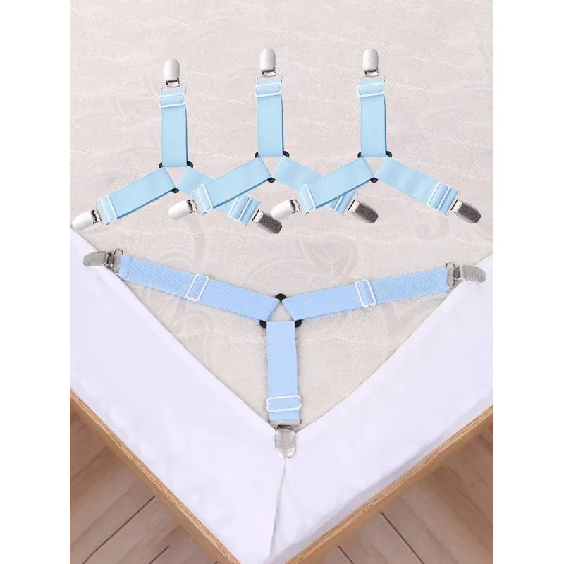 4 Pcs Triangle Bed Sheet Holders Fitted Sheet Clips Adjustable Suspenders Mattress Gripper Clips Bed Mattress Cover bed sheet holder