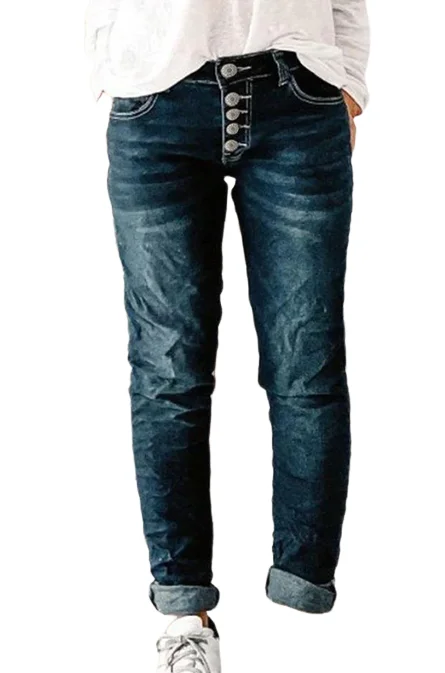 Women's Jeans 2023 Fashion Casual Denim Trousers Women's Denim Pocket Pants Straight Leg Pants Slim Fit Mid Rise Jeans Basic jeans for men harem low rise grunge y2k denim mens cowboy pants boot cut original stacked washed xs soft straight loose trousers