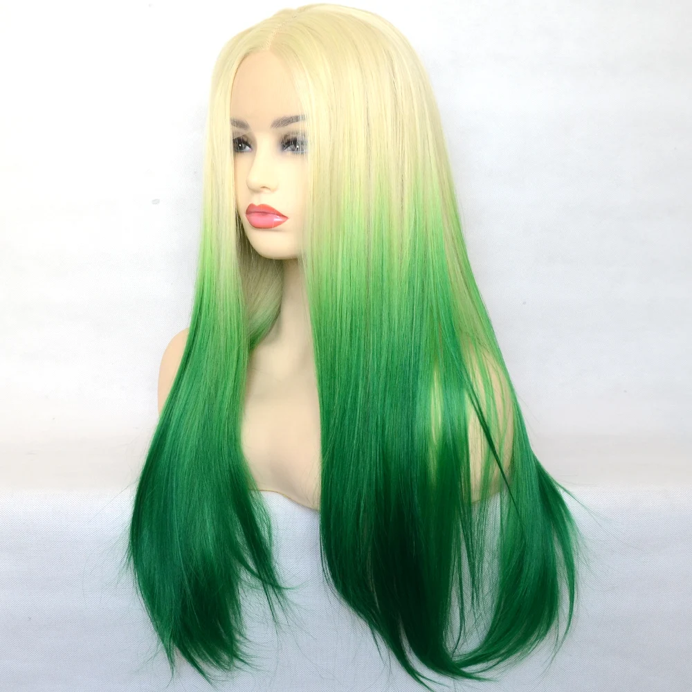 Synthetic Lace Front Wig Silky Straight Heat Resistant Fiber Cosplay For Women
