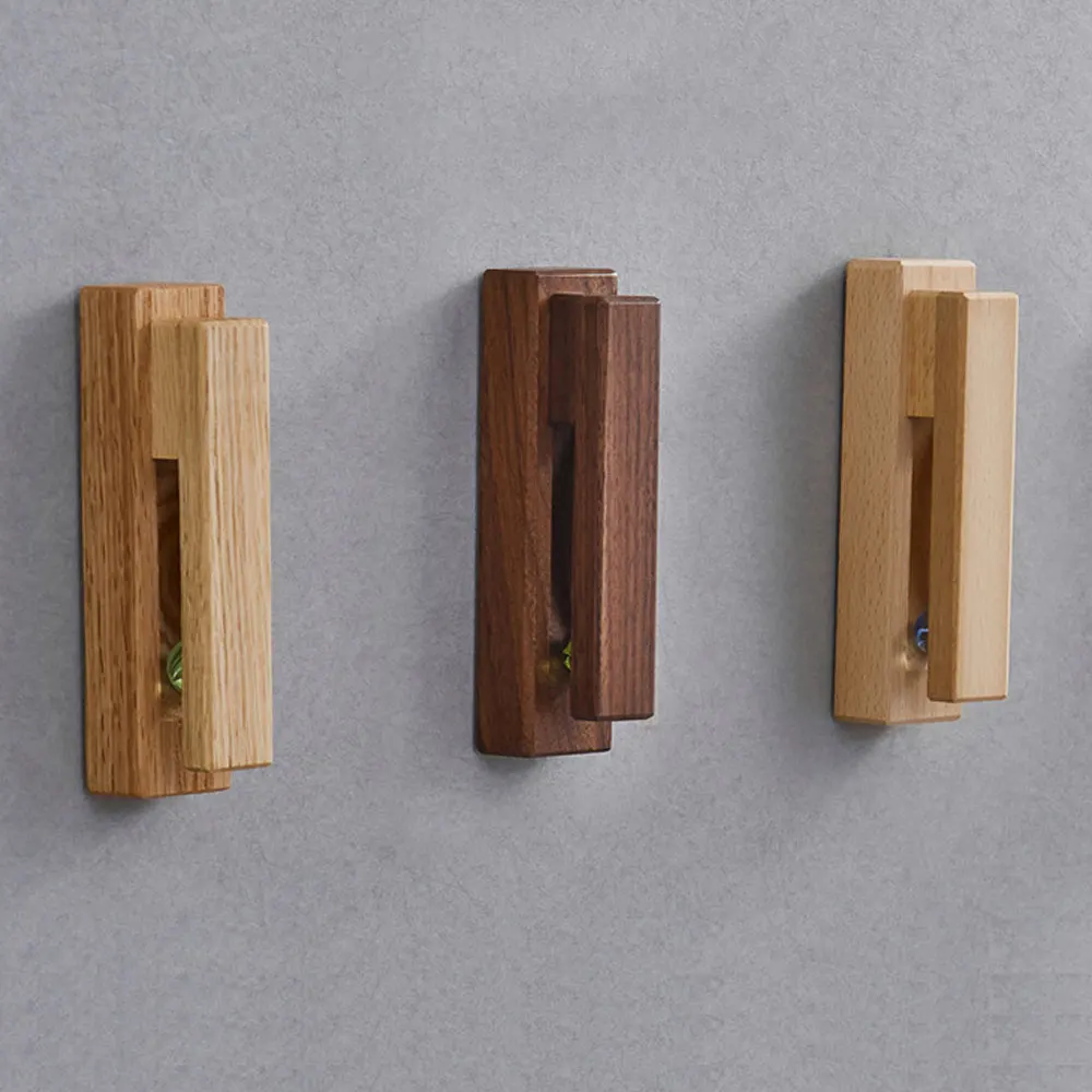 Creative Wooden Towel Hooks Wall-Mounted Storage Hanger Cap Rack Sundries Holder Home Decor Bathroom Kitchen Accessories