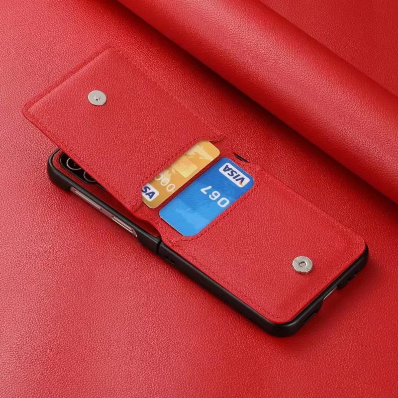 Per Samsung Galaxy Z Flip 4 Z Flip 5 Z Flip 3 Custodia Per Telefono Plug Card Lychee Pattern Schermo Pieghevole Custodia Protettiva Samsung Zflip3