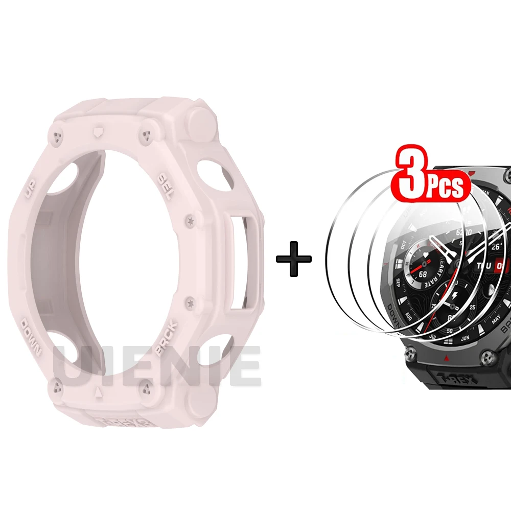 Enhanced Soft TPU Protector Case with Toughened Glass for Smartwatch - Durable Hollow Protection Shell Frame