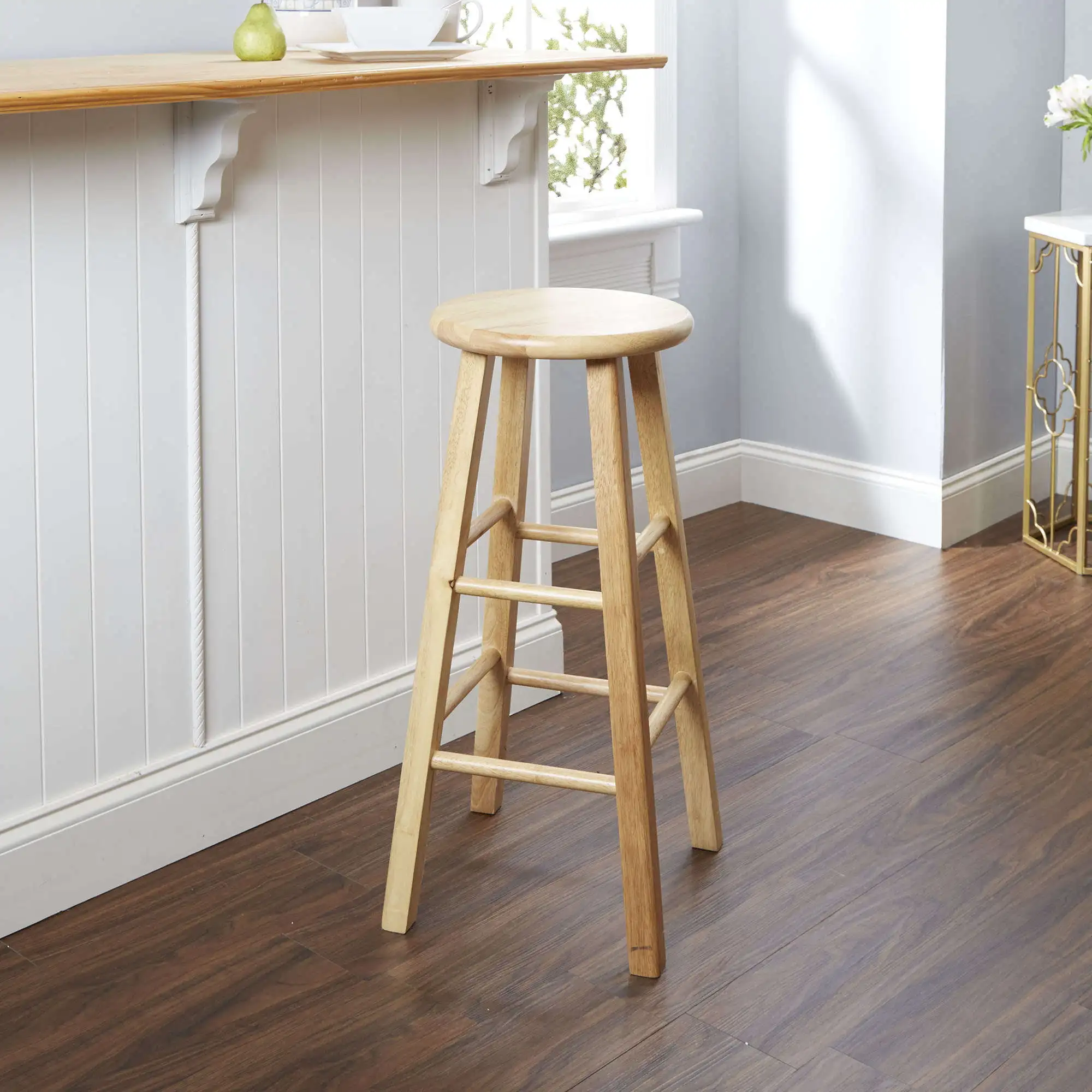 

Natural Wood Backless Bar Stool, Fully Assembled, 29" high (US Stock)