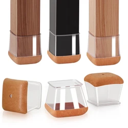 24 - Piece Square Chair Leg Floor Protectors with Felt Bottom - Durable Felt Pads for Smooth Gliding and Floor Protection (Transparent)
