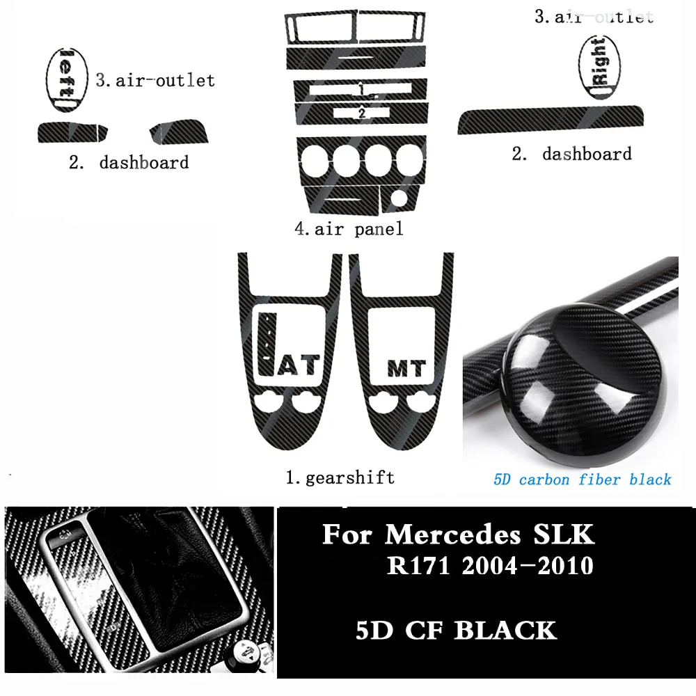 KUNGKIC Voor Mercedes-Benz SLK 2004-2010 Accessoires koolstofvezel auto middenconsole versnellingshendel versnellingspook buitenframe decoratie paneel sticker auto onderdelen cadeau (rood