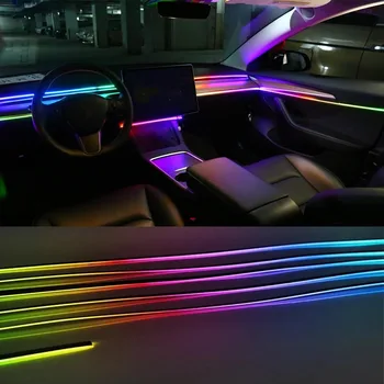 6/18/22 in 1 Led Acrilico Auto Luce Ambientale RGB 64 213 Colore Sinfonia Acrilico APP Streamer Arcobaleno Atmosfera Lampada Kit Doppia Zona