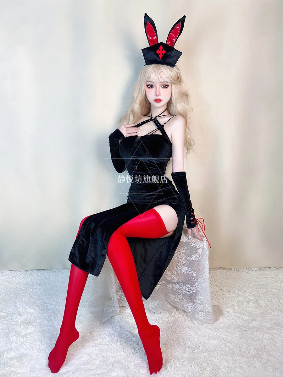 

Easter Sexy Women Dress Lingerie Nun Uniform Cosplay Role Play Costumes Halloween Stage Outfit High Neck Flare Gothic Y2K