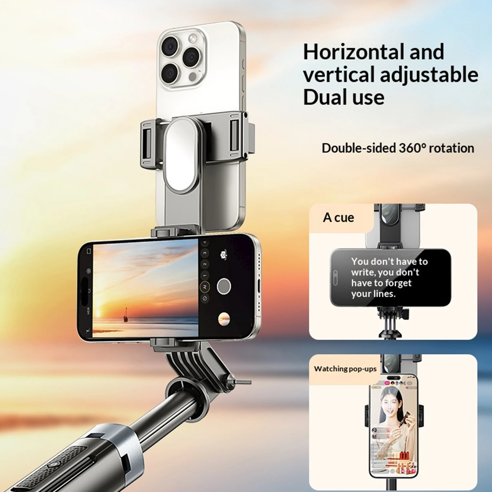Magnetische selfiestick met statief voor mobiele telefoon_voghion.com