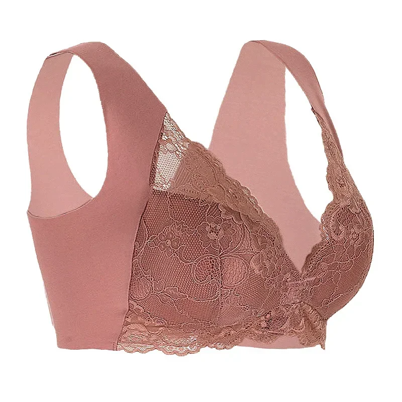 New No Rims Front Buckle Large Sexy Lace Lingeries Women Bras Vest Comfortable Sleep Plus Size L 8XL Lady's Underwear