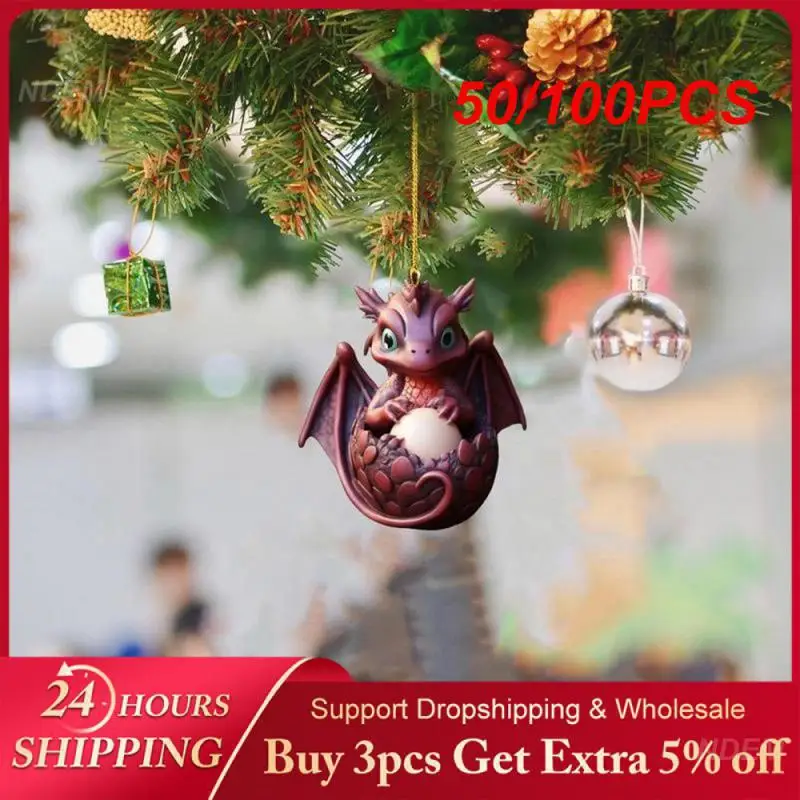 

50/100PCS Christmas Ornaments Dinosaur Eggs Auto Parts Dragon Egg Pendant Cute Acrylic Car Rearview Mirror Decoration