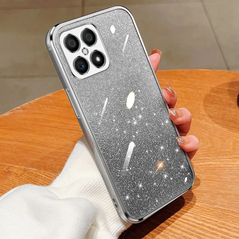 Shiny Glitter Plating Silicone Phone Case with Camera Lens Protection