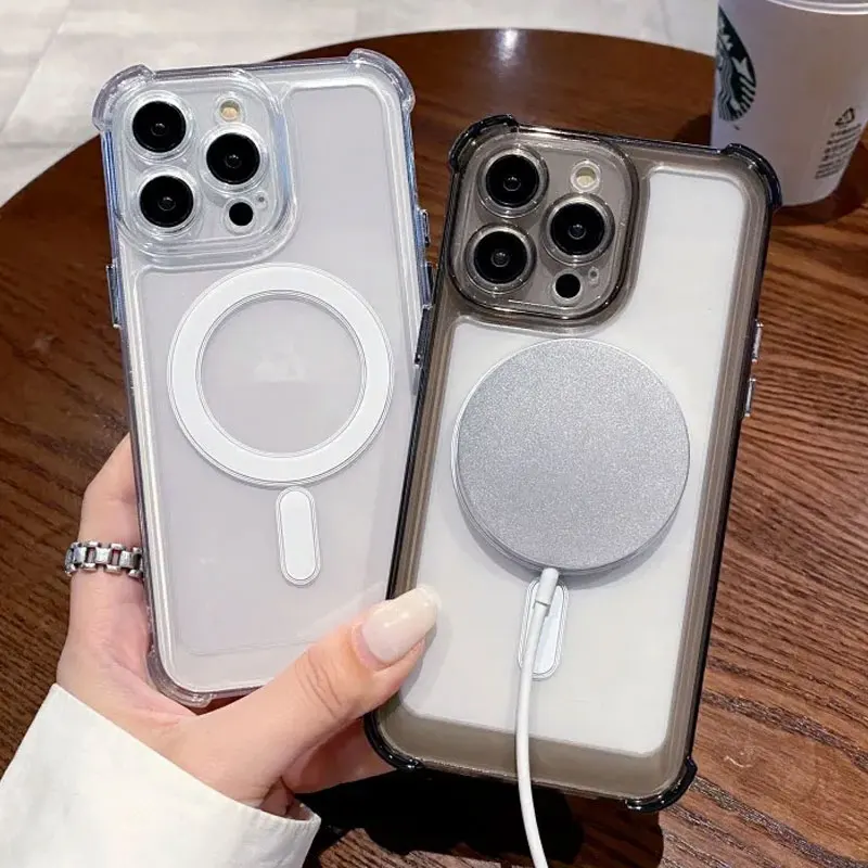 Luxury Wireless Magnetic Transparent Phone Case - Shockproof Soft Bumper Cover
