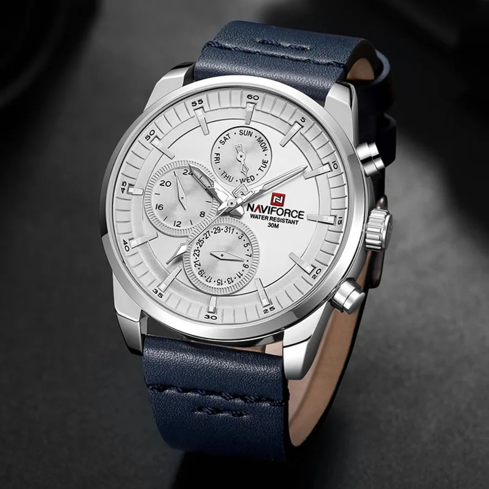 Quartz Watch For Men Top Brand Fashion Luxury Watch Waterproof Clock Date Week Sports Leather Band Men Watch Relogios Masculino