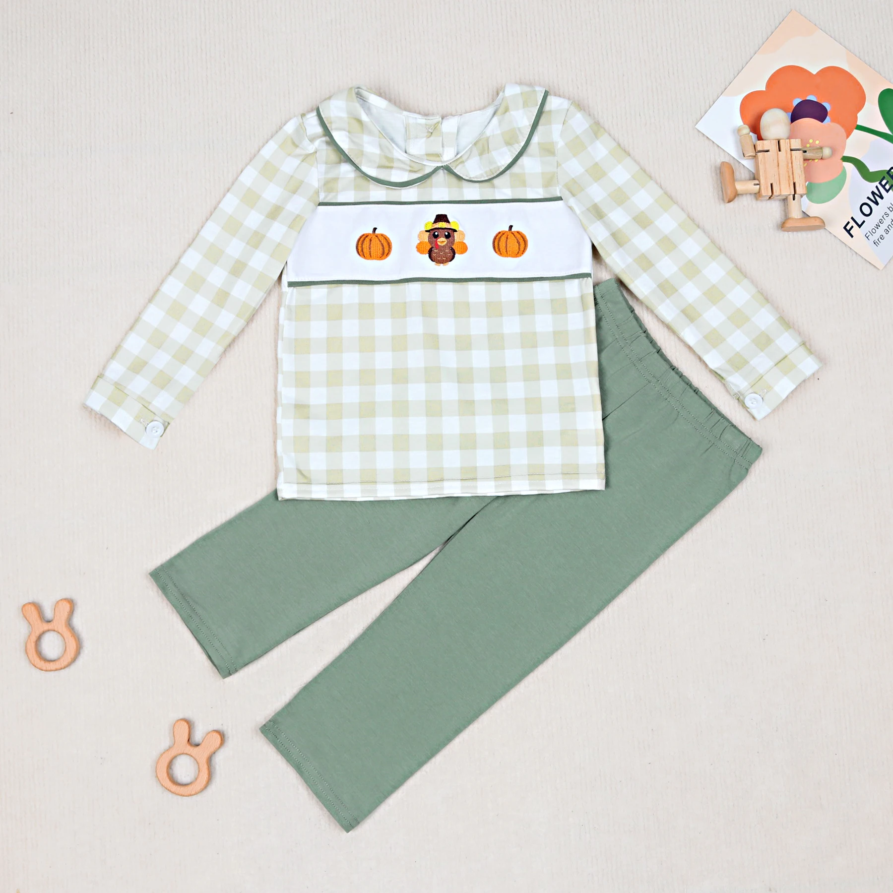 

Thick Turkey Kids Baby Boy Set Embroidery Pumpkins Winter Ware Outfits Long Pants Pretty Cute Popular Liner Clothings