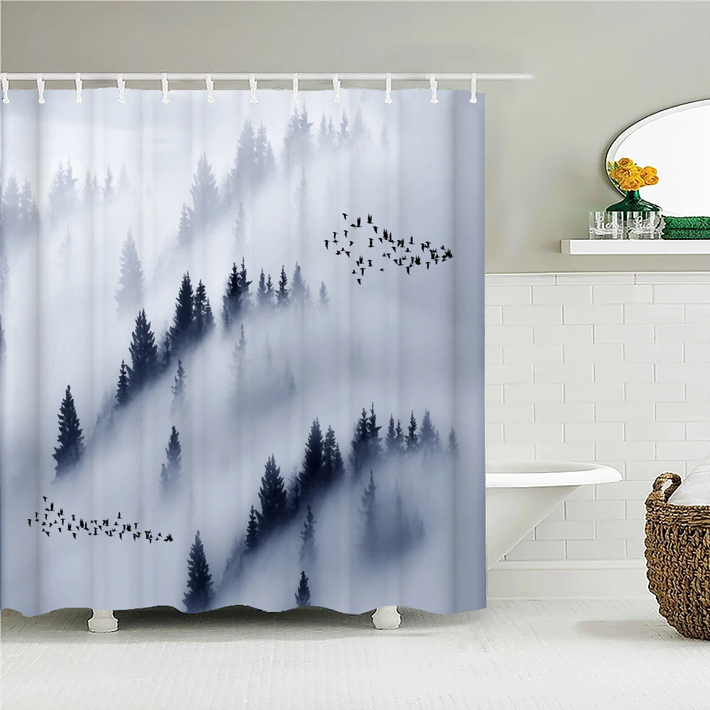 

Psychedelic landscape Forest Printed Shower Curtain Waterproof Fabric Bathroom Curtains Polyester Tree Bathtub Screen Home Decor