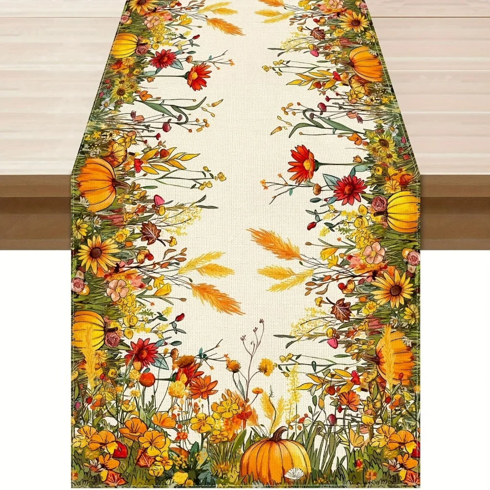 Fall Wildflower Pumpkin Table Runner 1