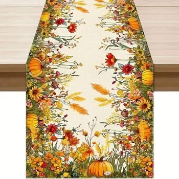 Fall Wildflower Pumpkin Table Runner 1