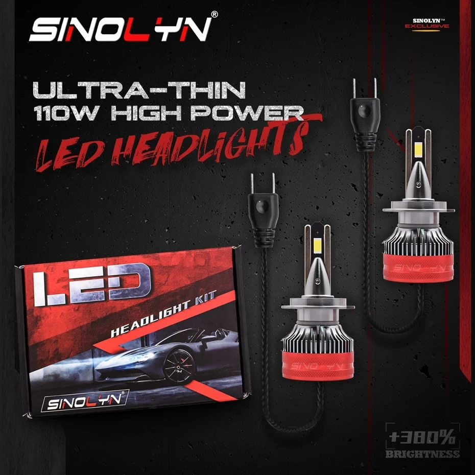 Sinolyn 110W H1 H7 H4 H11 LED светодиодные лампы для фар проекторных линз,линз противотуманных фар, светодиодные фары, диодные автомобильные лампы 40000LM автомобильные аксессуары h7 светодиодные лампы лампочки на авто