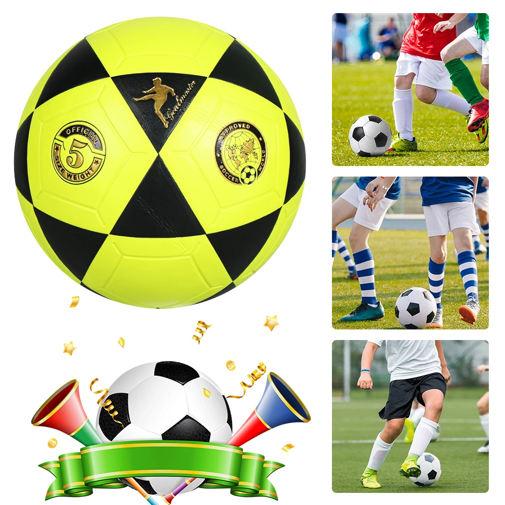 Size 5 Professional Soccer Ball Training Soccer Ball Machine Stitched Youth Soccer Ball Black Triangle Print for Outdoor Sports
