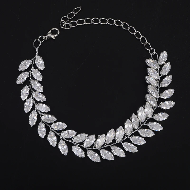 Wedding Bridal Cubic Zirconia Crystal Tennis Bracelet Jewelry Women Brides Bracelets Set Gold Silver Gold Jewelry